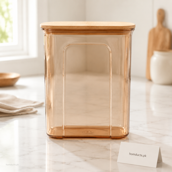Premium Amber Airtight Food Storage Container Set with Bamboo Lids – 3 Pieces