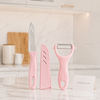 3-Piece Stainless Steel Paring Knife with Protective Cover & Vegetable Peeler – Random Colour