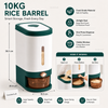 10KG Automatic Rice Dispenser with Measuring Cup – Airtight Food-Grade Grain Storage Container (Green)