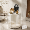 360° Rotating Cutlery Holder with Transparent Dustproof Cover – Multipurpose Kitchen Utensil Organizer
