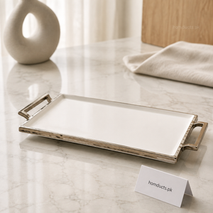 Brilliant Elegant White Rectangular Serving Plate with Dual Handles – 11 Inch