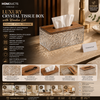 Luxury Crystal Tissue Box with Wooden Lid – Elegant Transparent Tissue Holder