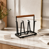 Metal Water Glass Drying Rack with Wooden Handle – Countertop Cup Holder