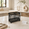 2-Compartment Black Metal Cutlery Holder – Countertop Kitchen Utensil Organizer