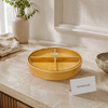 Round Wooden Dry Fruit Serving Box with Glass Lid & 4 Compartments