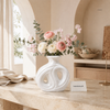 Luxury White Ceramic Double Loop Vase – Modern Sculptural Flower Vase for Home Décor