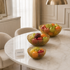 3 pcs Golden Metal Mesh Fruit Basket – Decorative Serving Bowl (Small, Medium & Large)