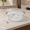 Luxury Rotating Acrylic Perfume Tray with Gold Handles – Round Ribbed Cosmetic Organizer
