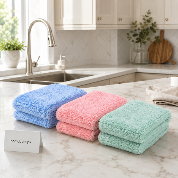 3-Piece Microfiber Kitchen Cleaning Cloth Set – Soft, Super Absorbent & Reusable