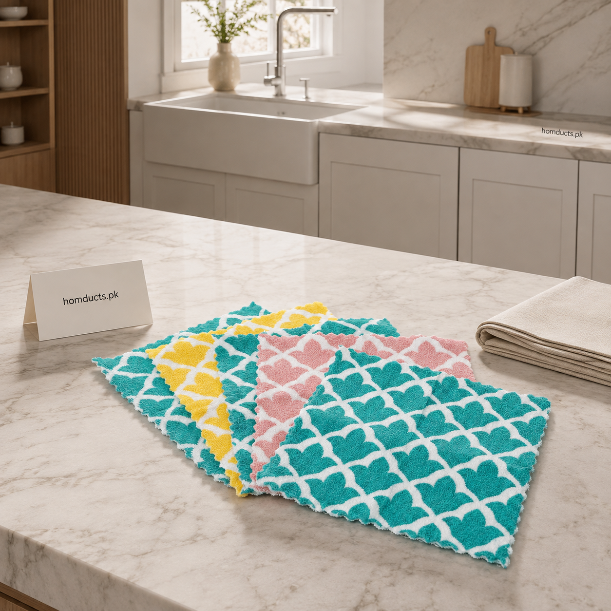 Multipurpose Microfiber Cleaning Towel – Soft & Absorbent Kitchen Cleaning Cloth Pack of 5 (26 × 26 cm)