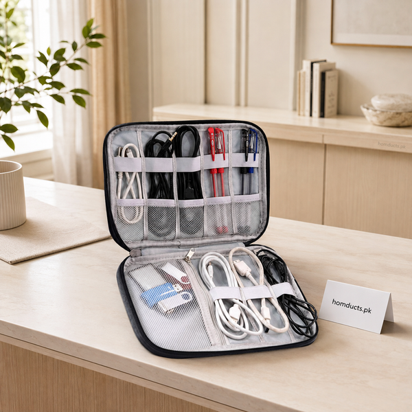 Portable Electronics & Cable Organizer Bag with Zipper – Travel Gadget Storage Case