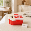 Kids Popcorn Design Lunch Box with Secure Locking Clips – Red