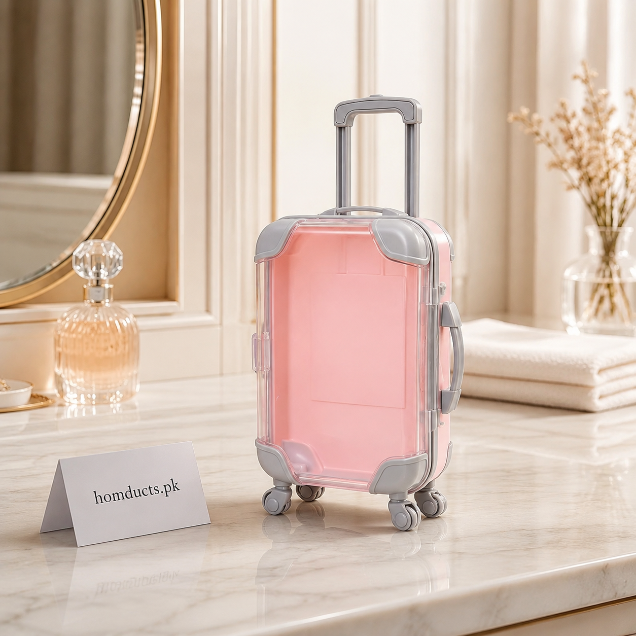 3-Pcs Mini Suitcase-Shaped Travel Cosmetic & Makeup Organizer Box – Random Colors (12 × 7 × 5 cm)