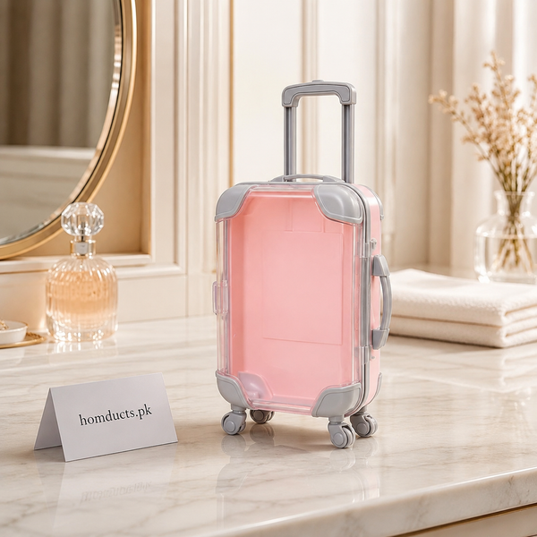 3-Pcs Mini Suitcase-Shaped Travel Cosmetic & Makeup Organizer Box – Random Colors (12 × 7 × 5 cm)