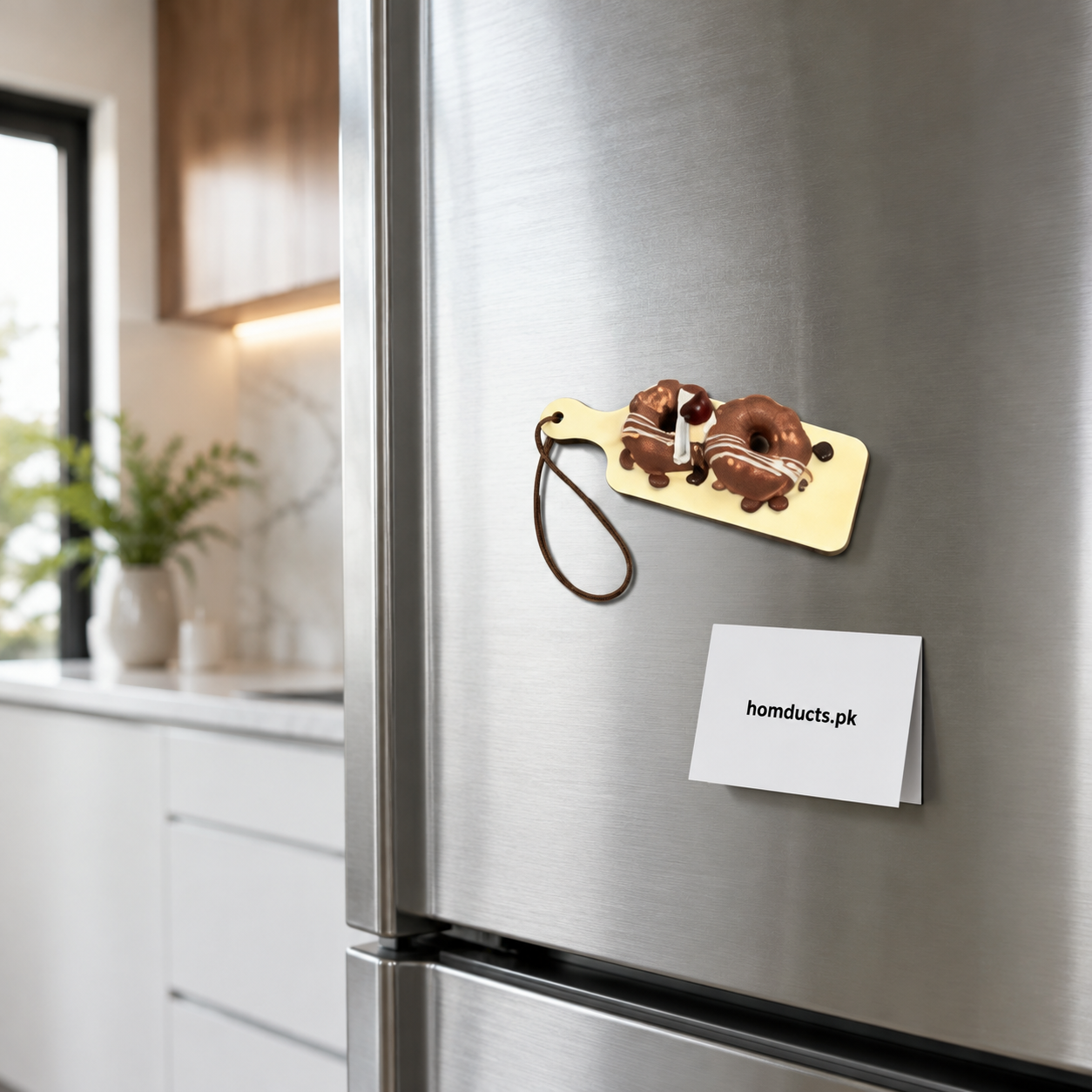 3D Chocolate Donut & Ice Cream Decorative Fridge Magnet with Hanging Loop – 1 Pc
