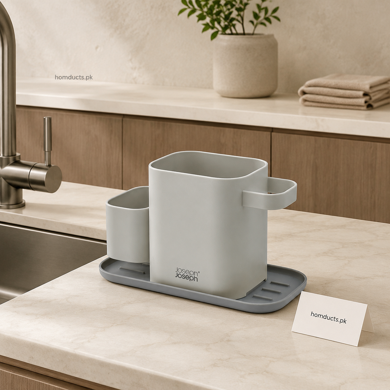 Joseph Joseph 3-in-1 Kitchen Sink Organizer with Drainage Tray – Grey