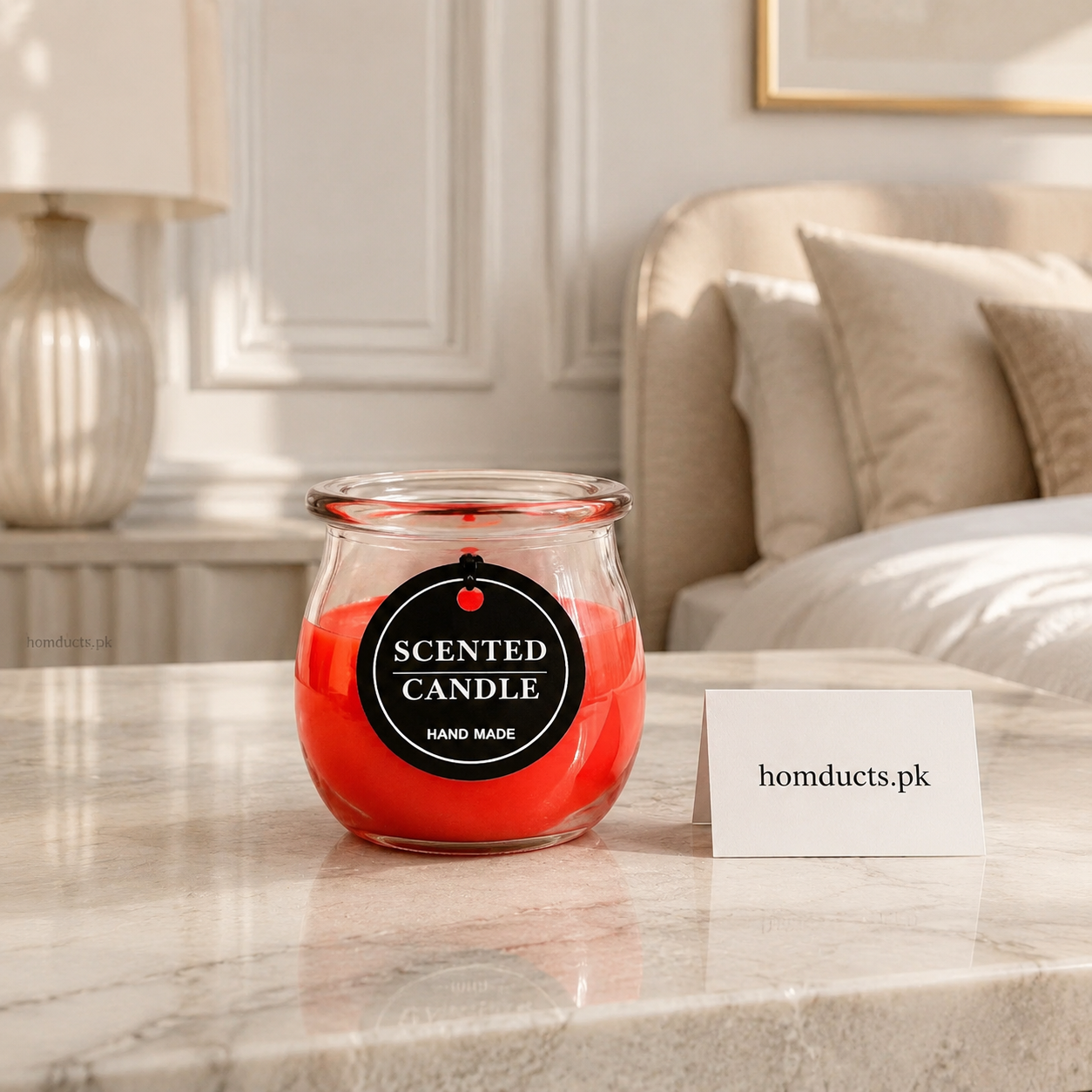 Premium Handmade Scented Candle in Glass Jar – Long-Lasting Fragrance (1 Pc)