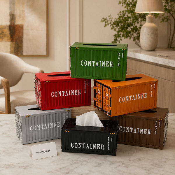 Container Design Tissue Box Holder – Decorative Mini Shipping Container Tissue Dispenser