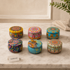 Home Aroma Decorative Tin Scented Candle with Lid – Long-Lasting Fragrance, Random Design – 1 Pc