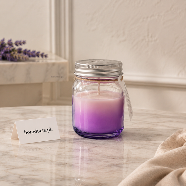 Premium Handmade Scented Candle in Glass Jar – Long-Lasting Fragrance (Random Color)