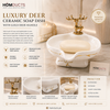Danny Home Luxury Deer Ceramic Soap Dish with Gold Deer Handle | Premium Bathroom Soap Holder (White)