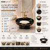 Danny Home Luxury Deer Ceramic Soap Dish with Gold Deer Handle | Premium Bathroom Soap Holder (Black)