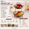 Premium 2-Tier Metal Fruit Basket Stand – Black Wire Fruit & Vegetable Storage Organizer for Kitchen Countertop