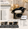 Danny Home Luxury Ceramic Leaf Soap Dish with Gold Trim – Premium Bathroom Soap Holder (Black)