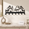 Love Birds Wall-Mounted Metal Key Holder with 7 Hooks – Decorative Key Organizer