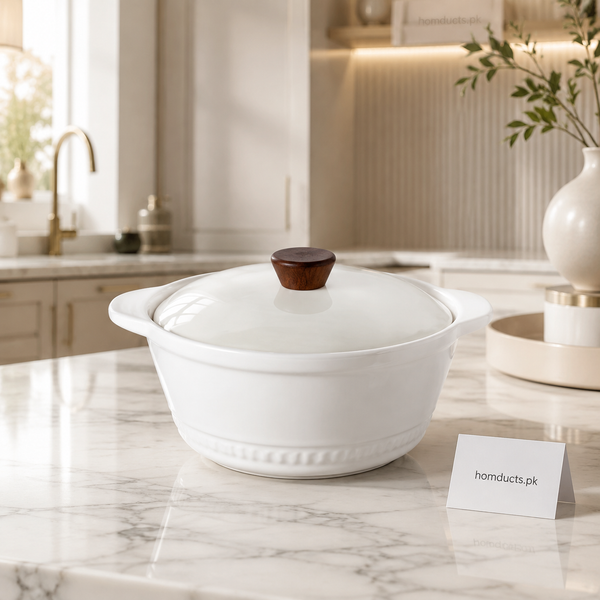 Danny Home 2.5L Premium Porcelain Soup Pot with Lid – Luxury Ceramic Casserole & Serving Dish