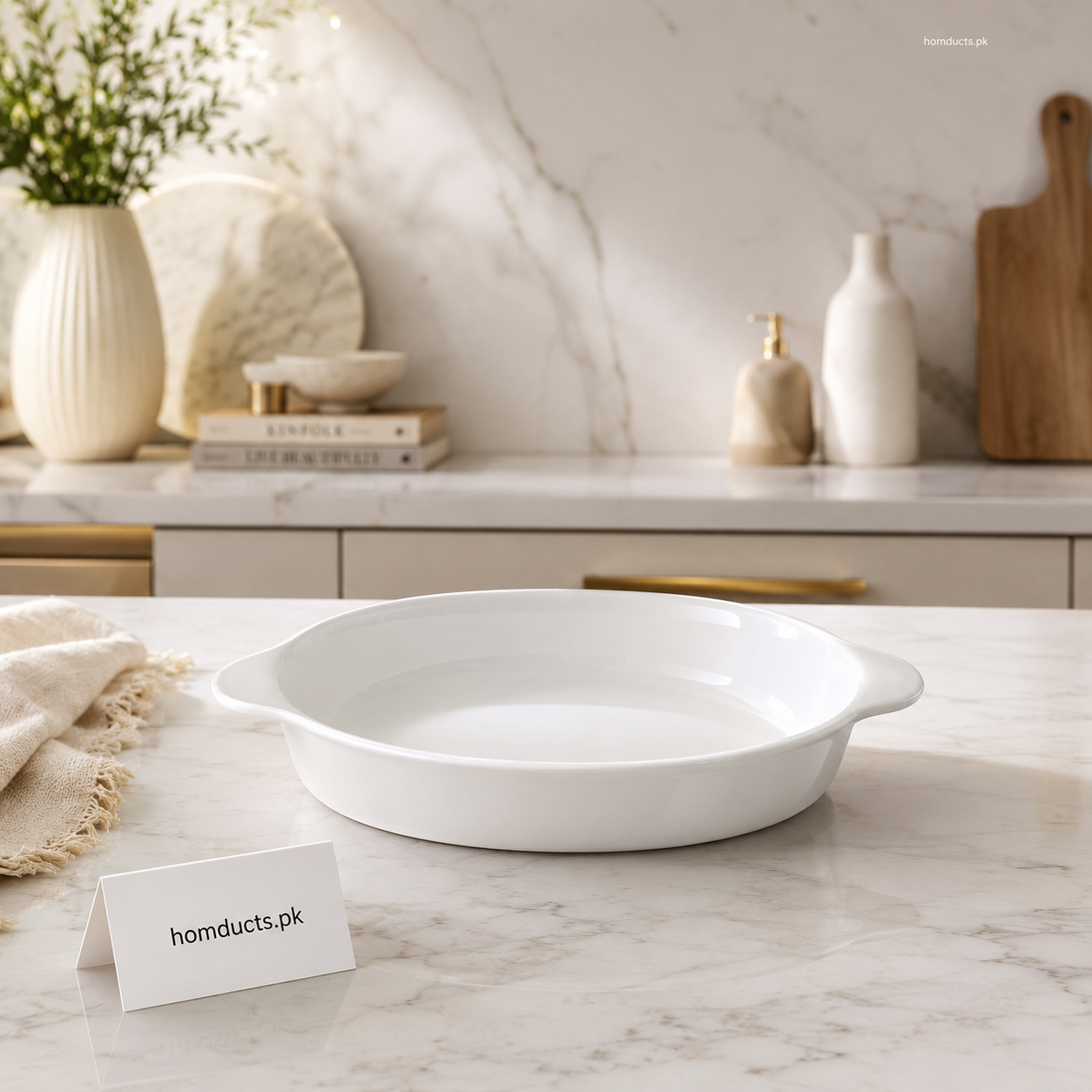 Danny Home 11.8-Inch Premium Porcelain Oval Baking Dish with Handles – Luxury Ovenware Serving Dish