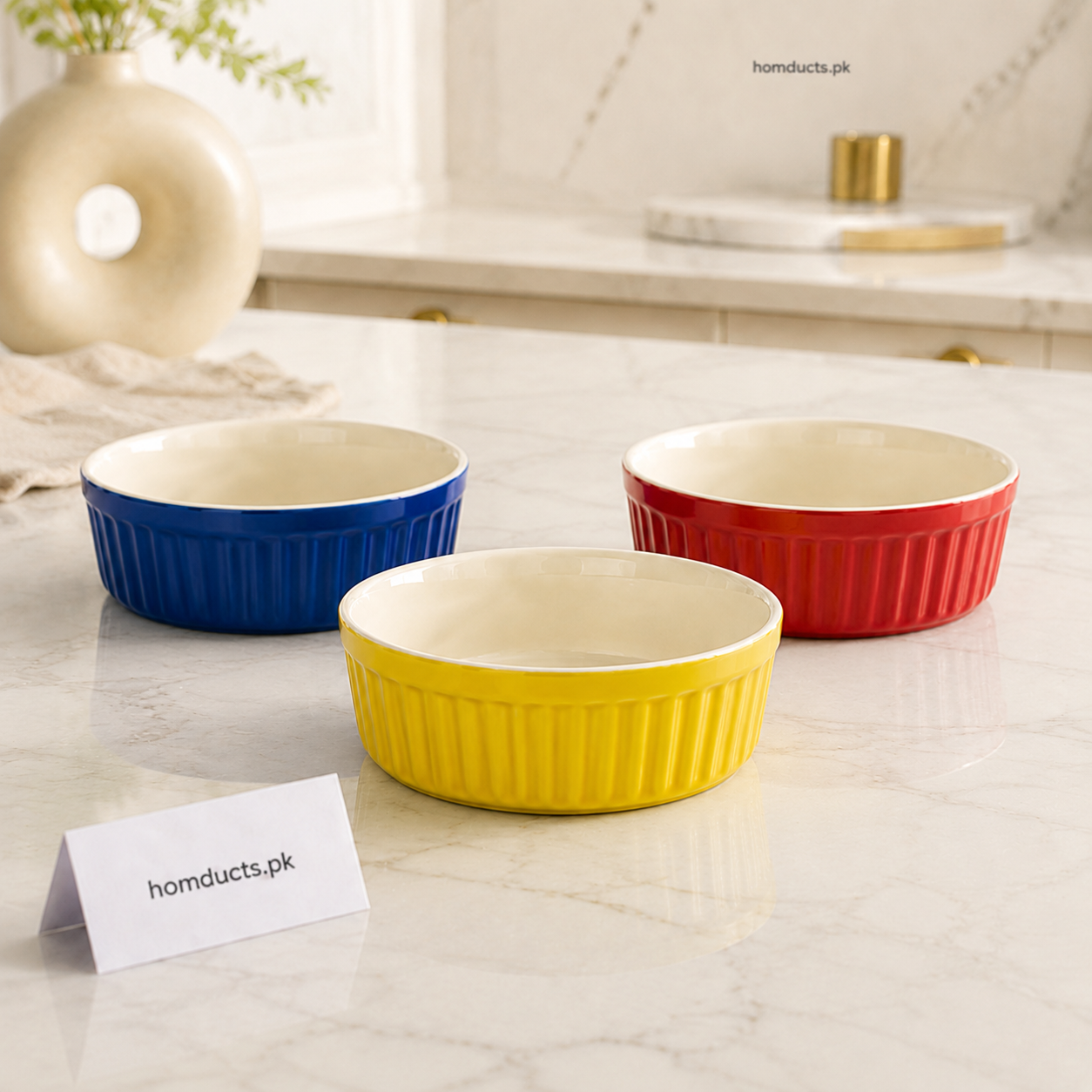 Danny Home 3-Piece Porcelain Cake Bowl Set – 4.25" Dessert & Serving Bowls