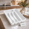 Premium 5-Compartment Cutlery Organizer Tray – Kitchen Drawer Spoon, Fork & Utensil Storage