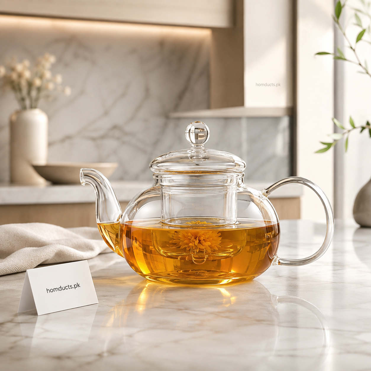 Premium Heat Resistant Borosilicate Glass Teapot with Infuser – 1000ml