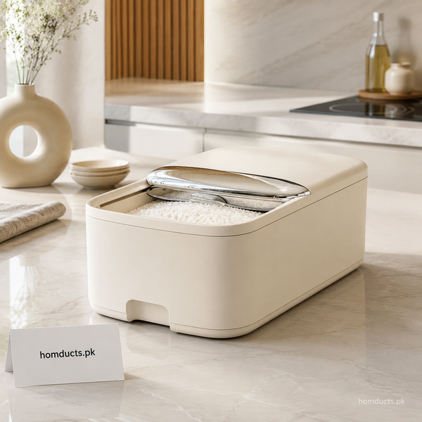Luxury Rice Storage Dispenser with Easy Press Lid – Modern Airtight Kitchen Rice Container