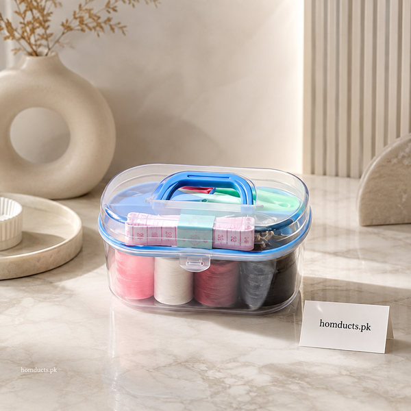 Portable Sewing Kit Organizer Box with Handle – Complete Travel Sewing & Stitching Storage Kit