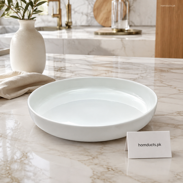 Danny Home Premium 8-Inch Deep Porcelain Plate – White Serving & Baking Dish