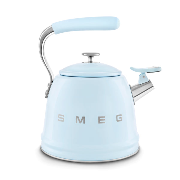 SMEG Retro Whistling Kettle – Pastel Blue Premium Stainless Steel Stovetop Tea Kettle
