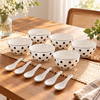 Black Polka Dot 12-Piece Bowl & Spoon Set