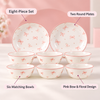 Pink Floral 8-Piece Dinnerware Set with Bowls & Plates features