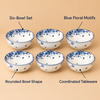 Blue Floral 6-Piece Bowl Set features