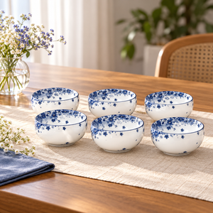 Blue Floral 6-Piece Bowl Set
