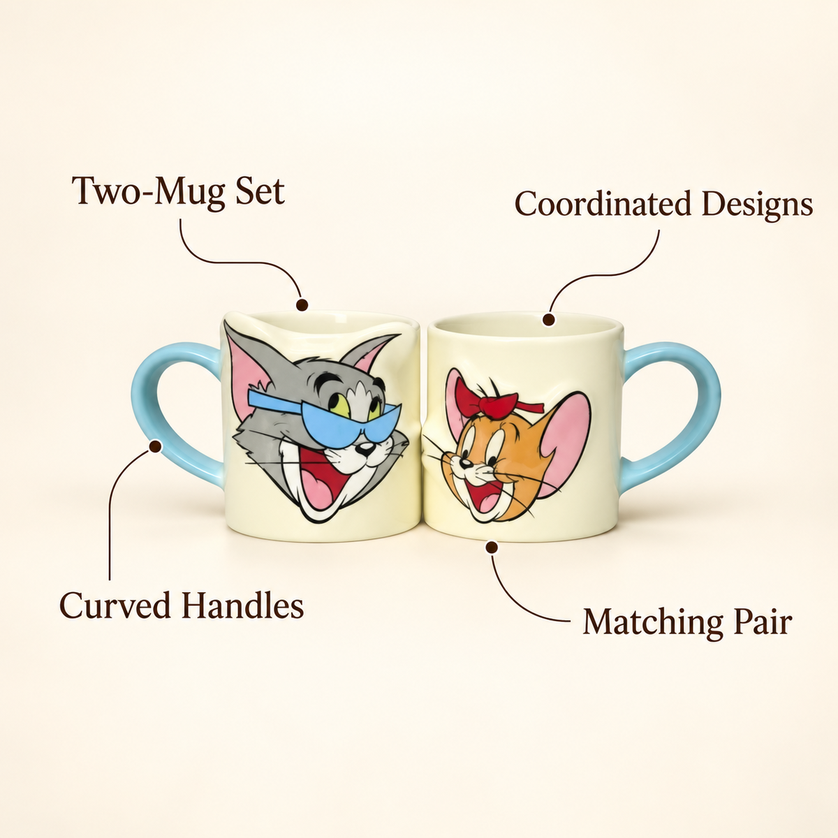 Tom & Jerry Matching Two-Mug Set features