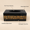 Black Tissue Box with Gold Patterned Panel features