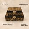 Luxury Black & Gold Leopard Two-Piece Decorative Storage Box Set features
