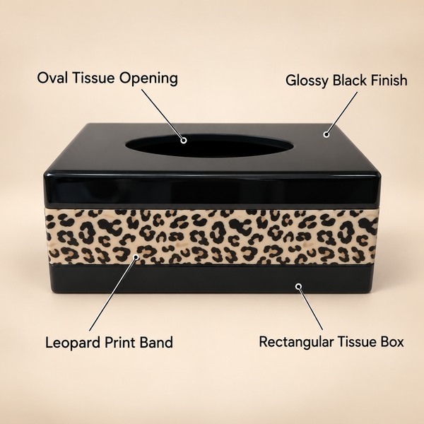 Black Leopard Print Tissue Box features