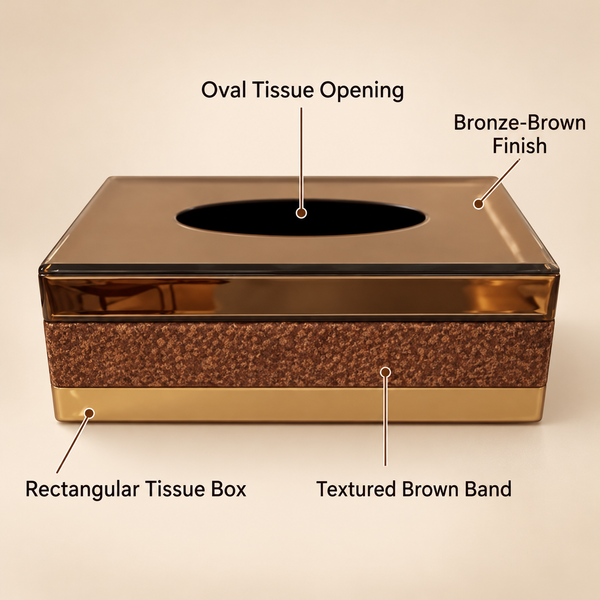 Bronze Textured Mirrored Tissue Box features