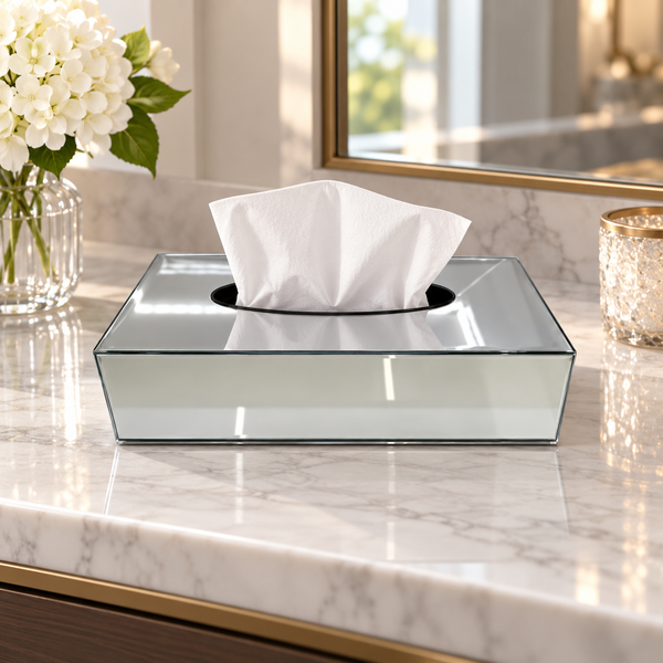 Silver Mirrored Tissue Box