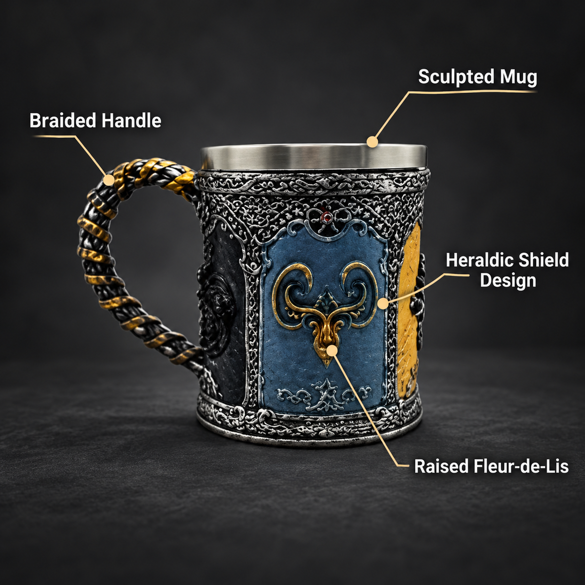 Fleur-de-Lis Shield Decorative Coffee Mug features