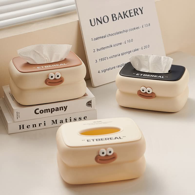 Cute Cartoon Tissue Box Holder – Smiley Face Desktop Napkin Dispenser
